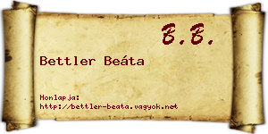 Bettler Beáta névjegykártya